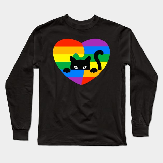 cat Rainbow Flag Human Rights Womens & Gay Rights LGBTQ+ Pride Long Sleeve T-Shirt by IYearDesign